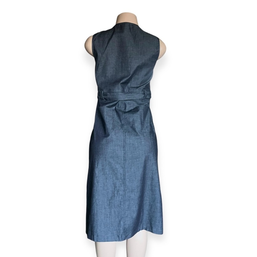 Acne Sleeveless Indigo Blue Denim Tie-Waist Midi Dress - Picture 4 of 7